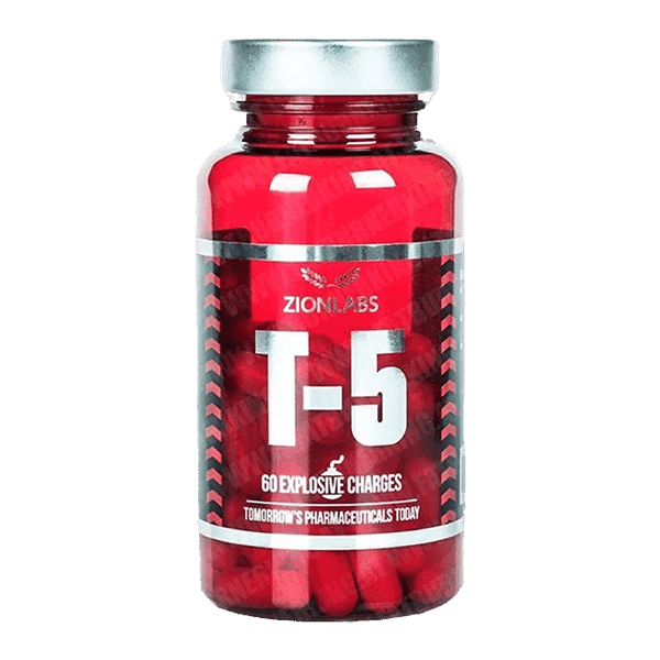 Afbeelding van een pot T5 ECA Stack Fatburner, een krachtig supplement voor vetverbranding, energieboost en gewichtsverlies.